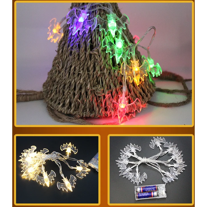 Halloween LED String Lights with Pumpkins, Bats, and Ghosts, Battery-Powered