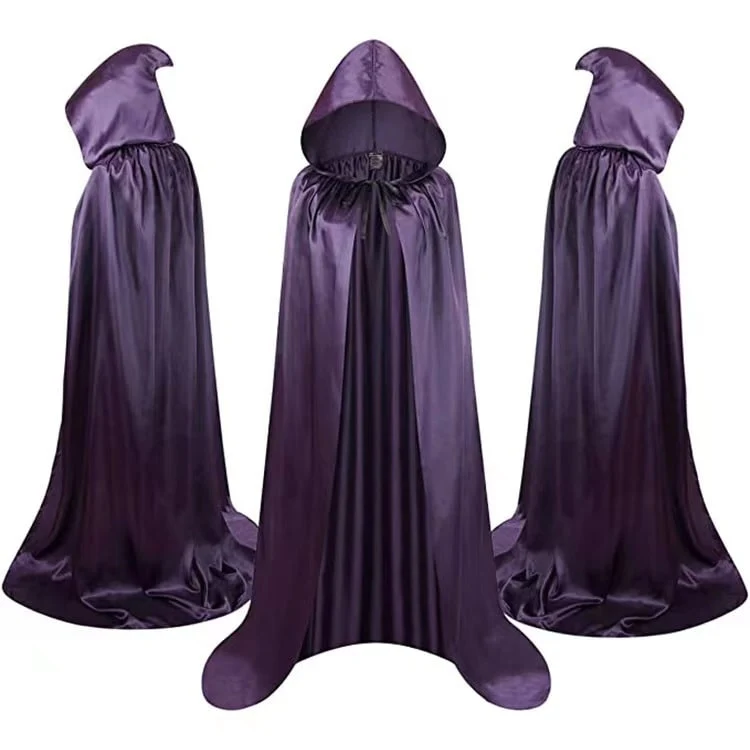 Halloween Satin Hooded Cape for Costumes and Disguises, Long and Reversible, for Children