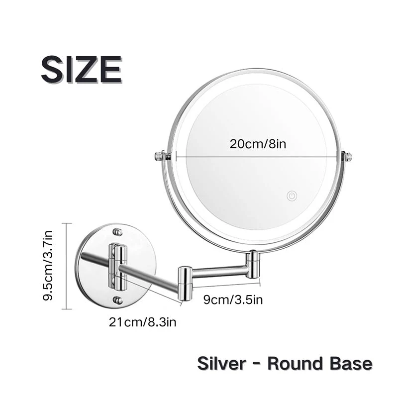 Double-Sided LED Makeup Mirror with Adjustable Lighting and Wall-Mounted Arm