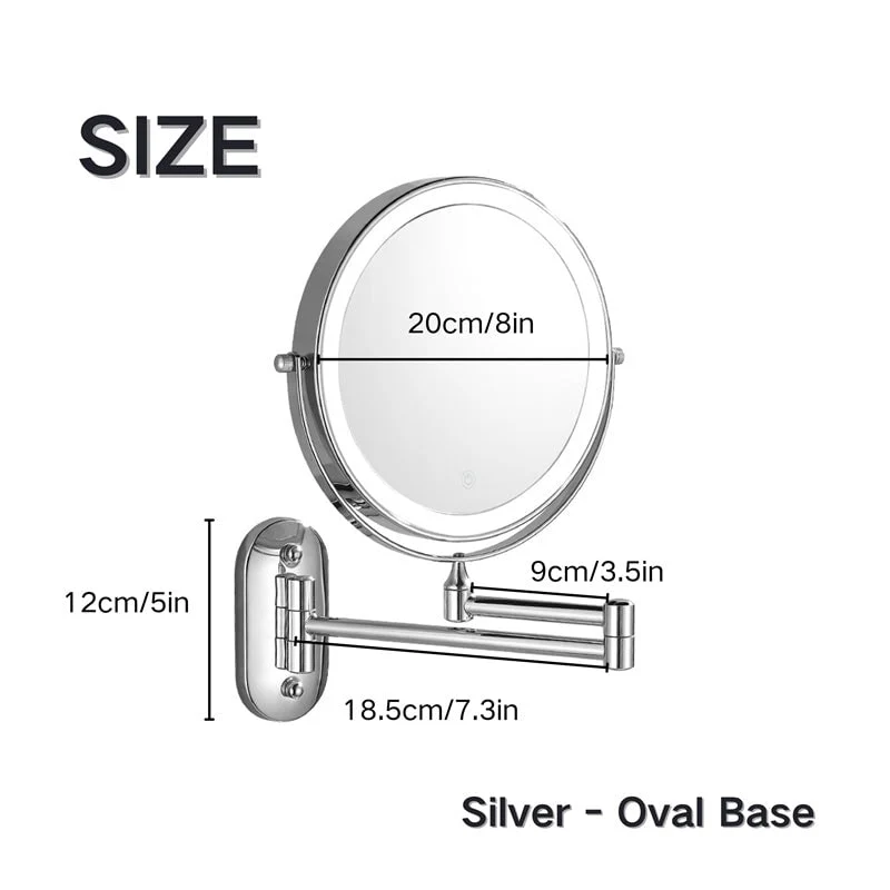 Double-Sided LED Makeup Mirror with Adjustable Lighting and Wall-Mounted Arm