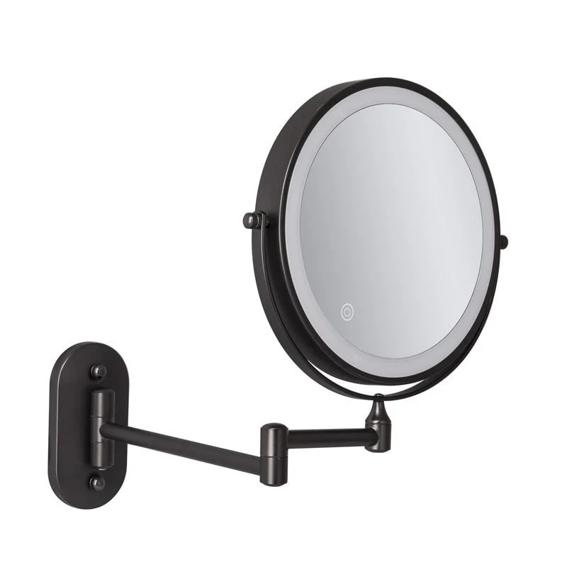 Double-Sided LED Makeup Mirror with Adjustable Lighting and Wall-Mounted Arm