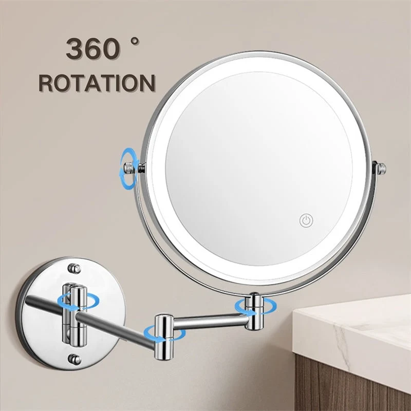 Double-Sided LED Makeup Mirror with Adjustable Lighting and Wall-Mounted Arm