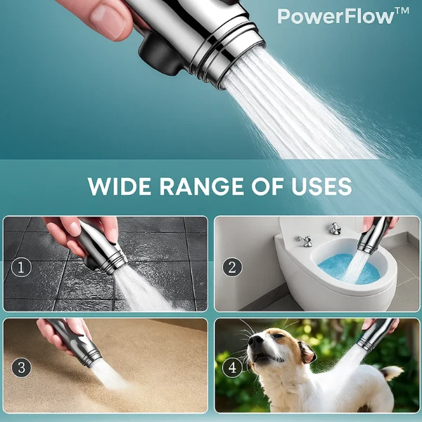 Powerful high-pressure shower with maximum water pressure
