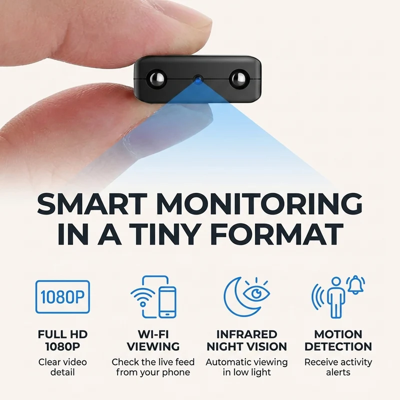 Micro HD camera – Compacte WiFi beveiligingscamera met nachtzicht & audio