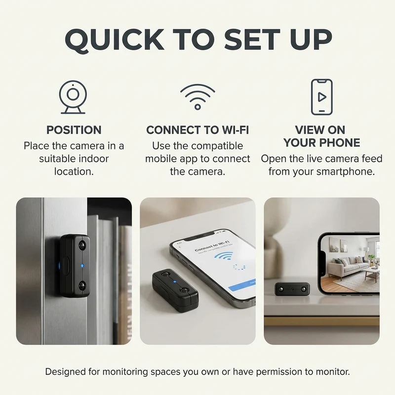 Micro HD camera – Compacte WiFi beveiligingscamera met nachtzicht & audio