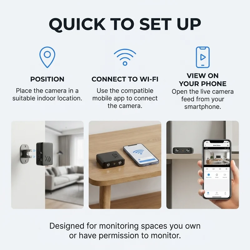 Micro HD camera – Compacte WiFi beveiligingscamera met nachtzicht & audio