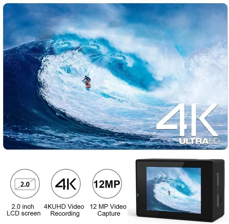 4K action camera – Haarscherp, 60FPS & waterdicht tot 30 m
