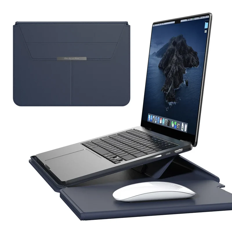 Lexano – 3-in-1 laptop sleeve PU leer waterdicht – 13–14 inch