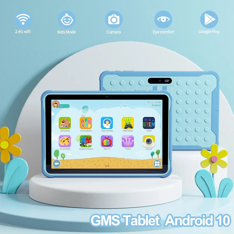 SmartKid T10 – Kindertablet 10 inch Android 13, 64GB met Beschermhoes