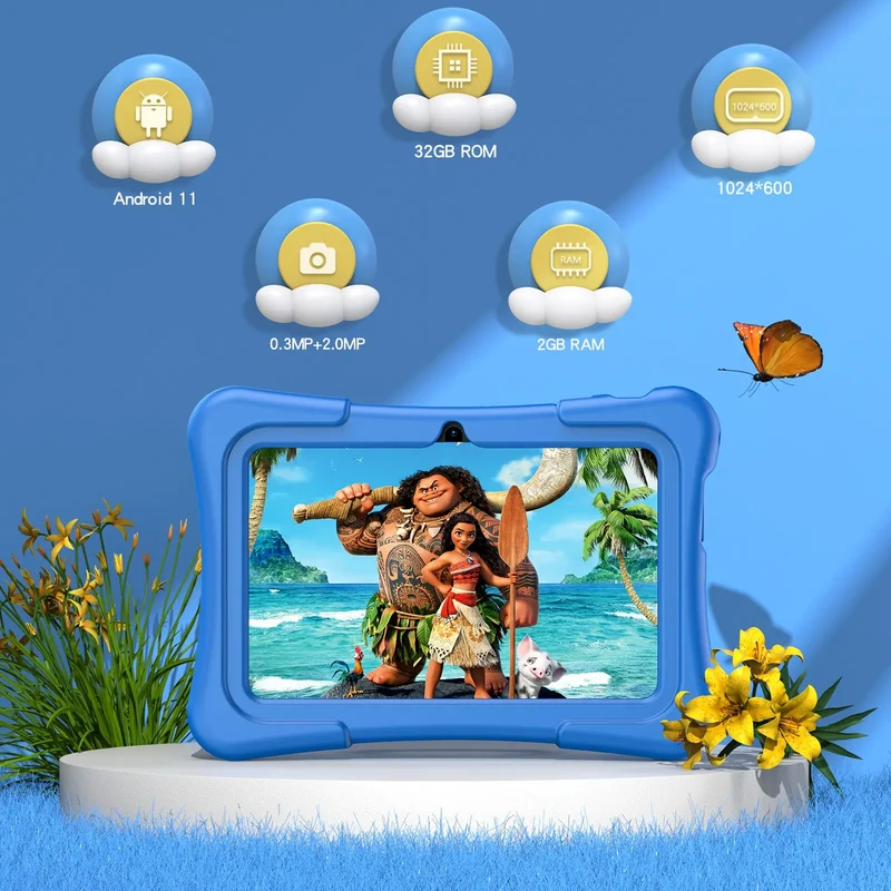 EduPlay – Kinder Tablet 7 inch Android 11, 32GB met Dualcamera & Slagvaste Beschermhoes
