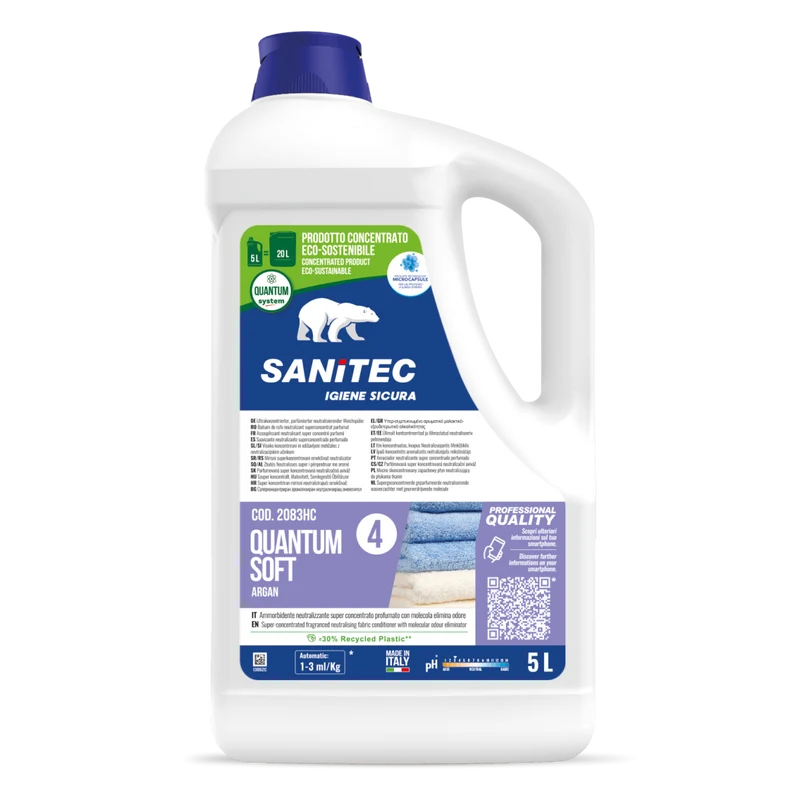 Ammorbidente concentrato per lavanderia Sanitec Quantum Soft Argan 2x5 litri DISPONIBILE IN 7 GIORNI LAVORATIVI