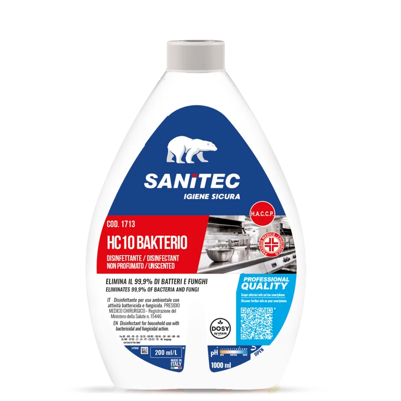 Disinfettante concentrato battericida e fungicida Sanitec HC10 Bakterio 6x1 litro DISPONIBILE IN 7 GIORNI LAVORATIVI