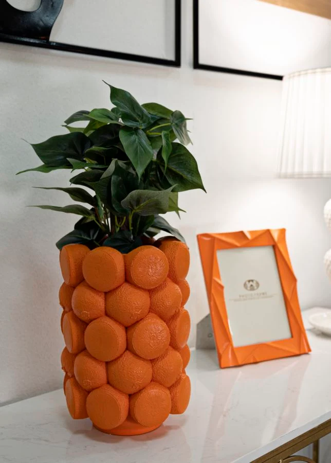 Vaso Orange Ø19x28 cm in Resina Arancione