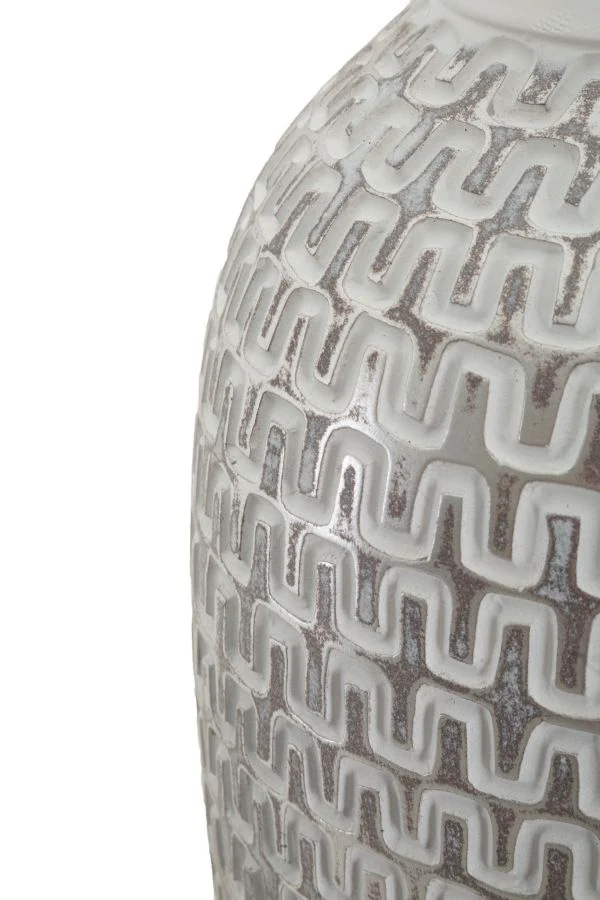 Vaso Resina Wave Ø21x43 cm in Resina Argento e Bianco