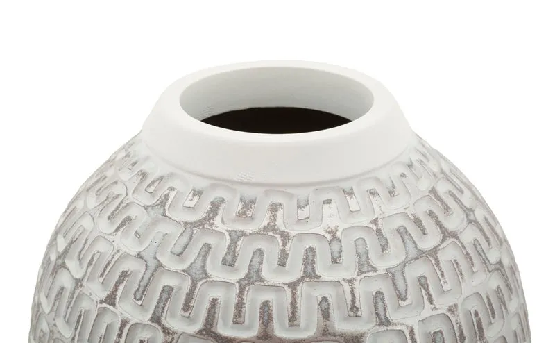 Vaso Resina Wave Ø21x43 cm in Resina Argento e Bianco