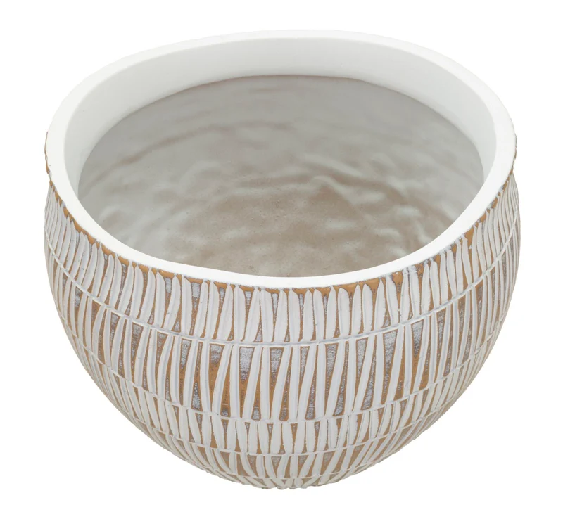Cachepot Resina Stiky Ø26x20,5 cm in Resina Oro e Bianco