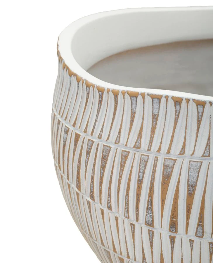 Cachepot Resina Stiky Ø26x20,5 cm in Resina Oro e Bianco