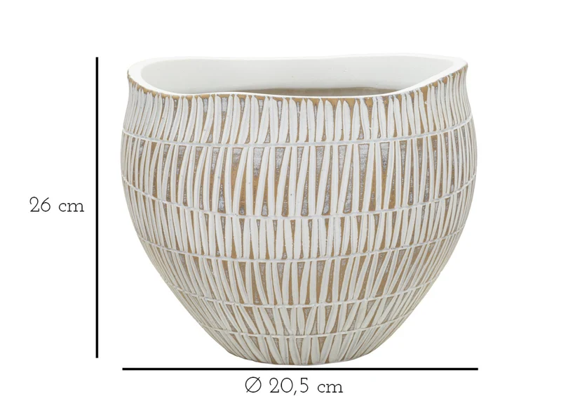 Cachepot Resina Stiky Ø26x20,5 cm in Resina Oro e Bianco
