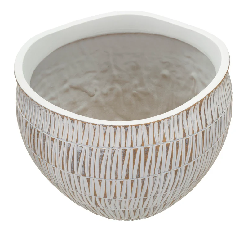 Cachepot Resina Stiky Ø30,5x24,5 cm in Resina Oro e Bianco