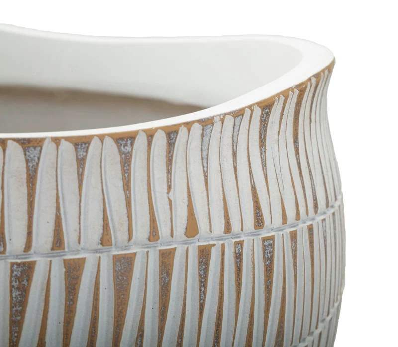 Cachepot Resina Stiky Ø30,5x24,5 cm in Resina Oro e Bianco