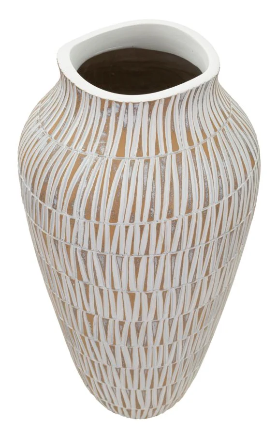 Vaso Resina Stiky Ø22x44 cm in Resina Oro e Bianco