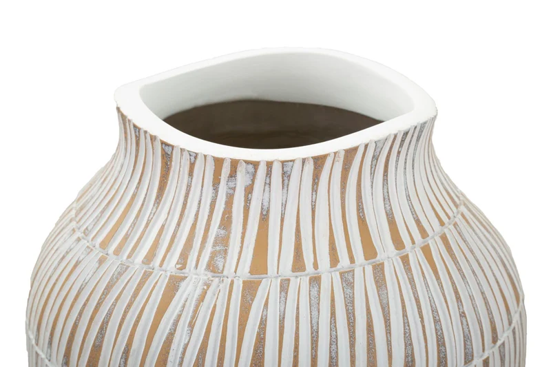 Vaso Resina Stiky Ø22x44 cm in Resina Oro e Bianco