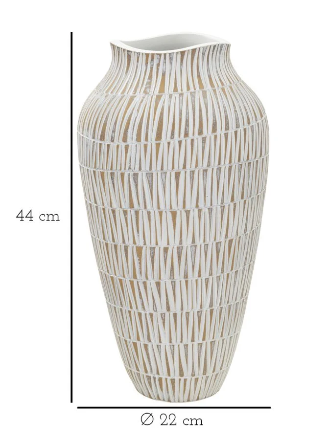 Vaso Resina Stiky Ø22x44 cm in Resina Oro e Bianco