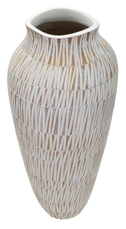 Vaso Resina Stiky Ø23x50 cm in Resina Oro e Bianco