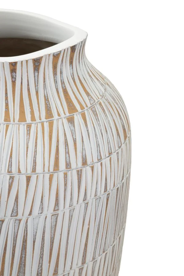 Vaso Resina Stiky Ø23x50 cm in Resina Oro e Bianco