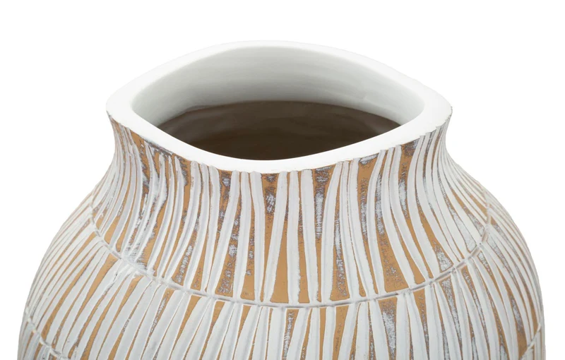 Vaso Resina Stiky Ø23x50 cm in Resina Oro e Bianco