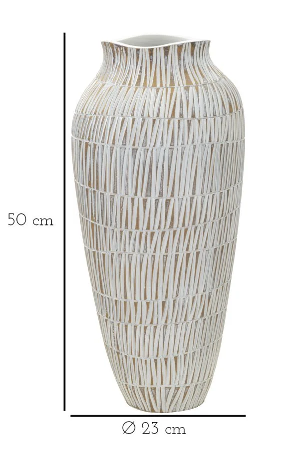 Vaso Resina Stiky Ø23x50 cm in Resina Oro e Bianco