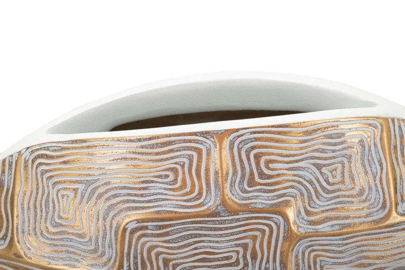 Vaso Resina Eclips 48x13x44,5 cm in Resina Oro e Bianco