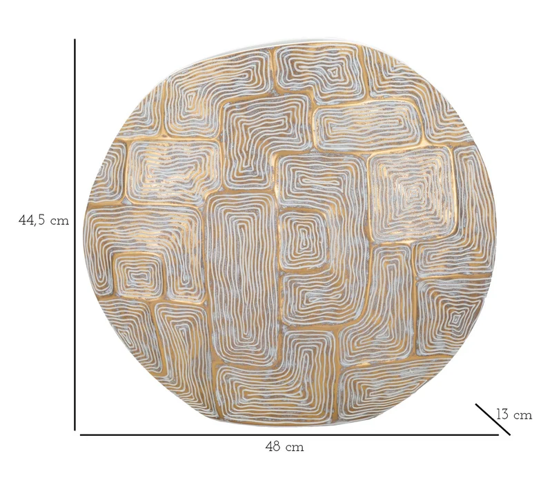 Vaso Resina Eclips 48x13x44,5 cm in Resina Oro e Bianco