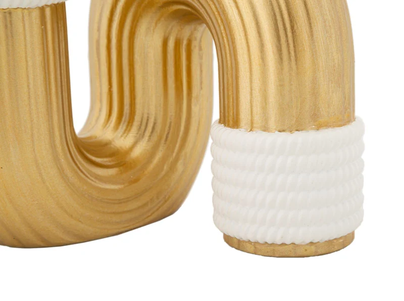 Vaso Bann 10,5x10,5x12,7 cm in Poliestere Oro e Bianco