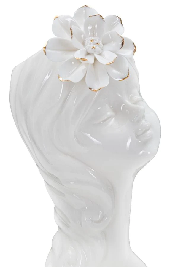 Vaso Young Lady 10,5x10x24,7 cm in Porcellana Bianco e Oro
