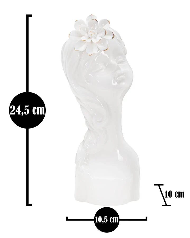 Vaso Young Lady 10,5x10x24,7 cm in Porcellana Bianco e Oro