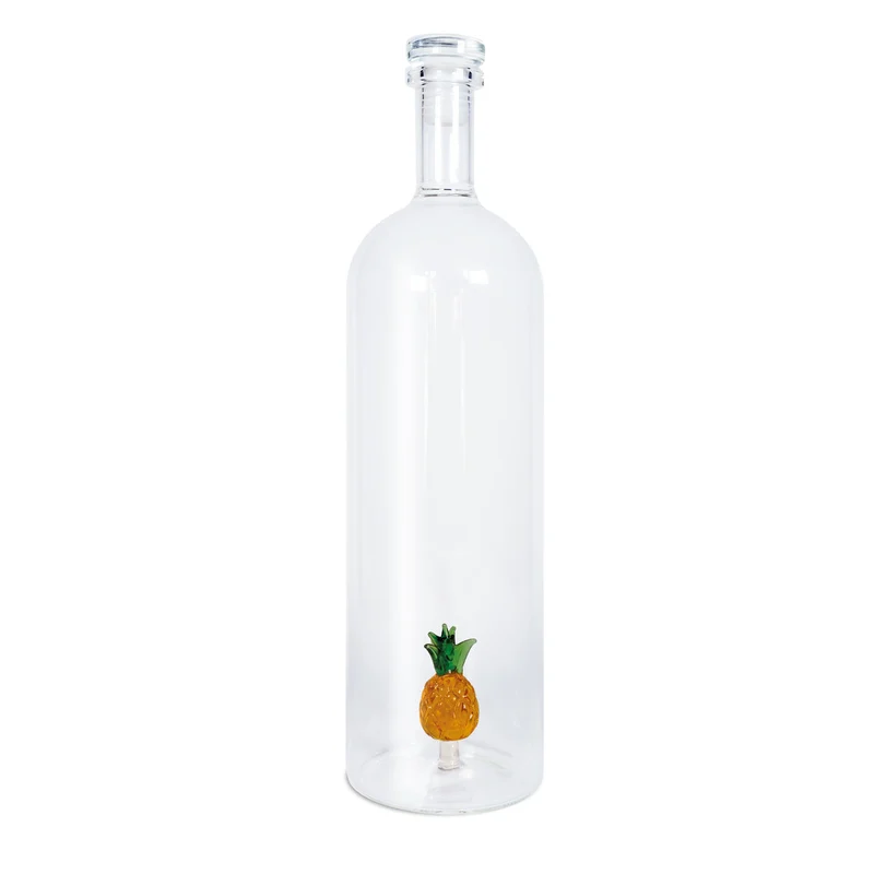 Bottiglia in Vetro con Tappo Ermetico 1.2 Lt Trasparente Decoro Ananas WD LIFESTYLE