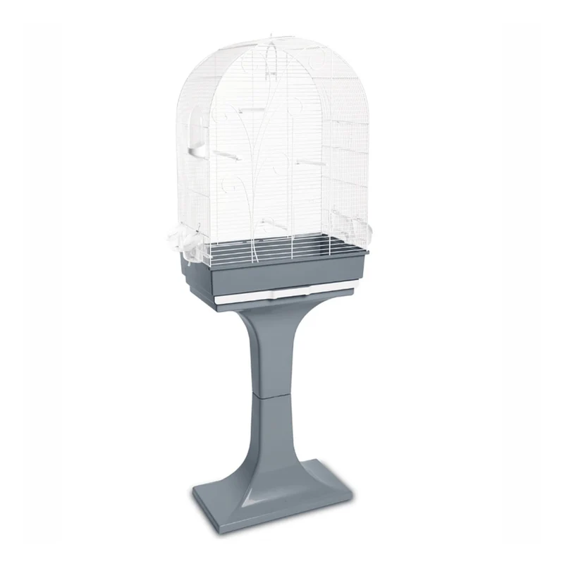 GABBIA UCCELLI EVITA BIANCA CON STAND