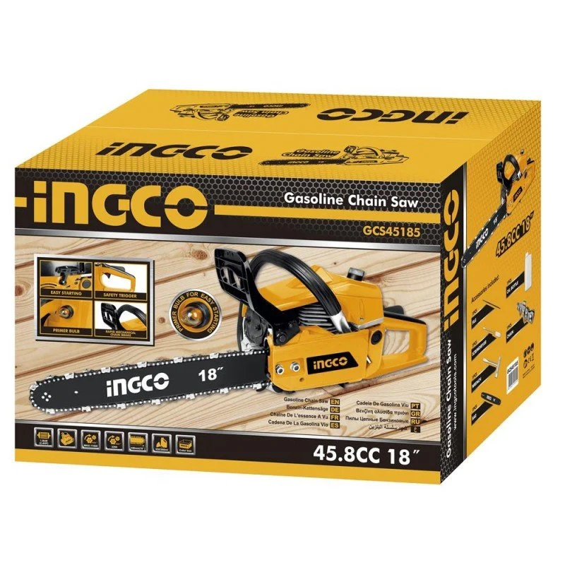 Motosega a scoppio INGCO 45,8 cc 1,8 kW barra 45 cm (18")