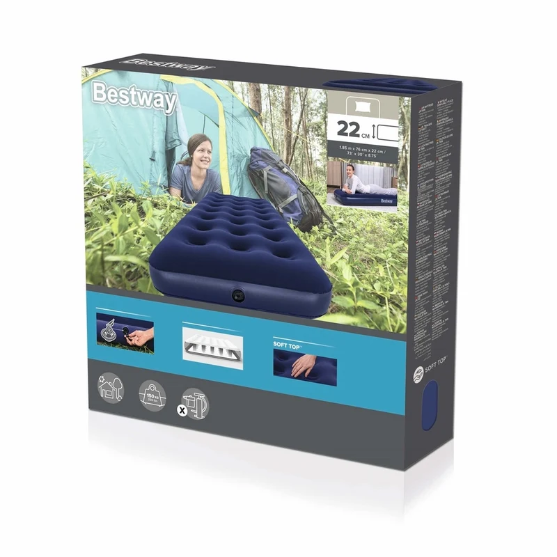 Bestway Airbed Blu Floccato Singolo 185X76X22 Cm