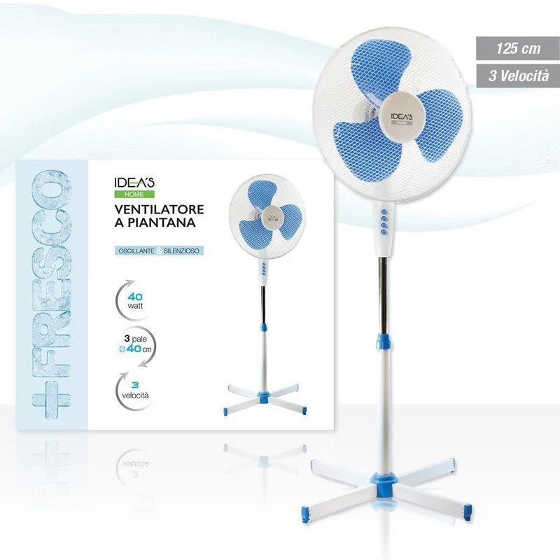Ab.M Ventilatore Piantana 3 Velocità 40Cm Blu
