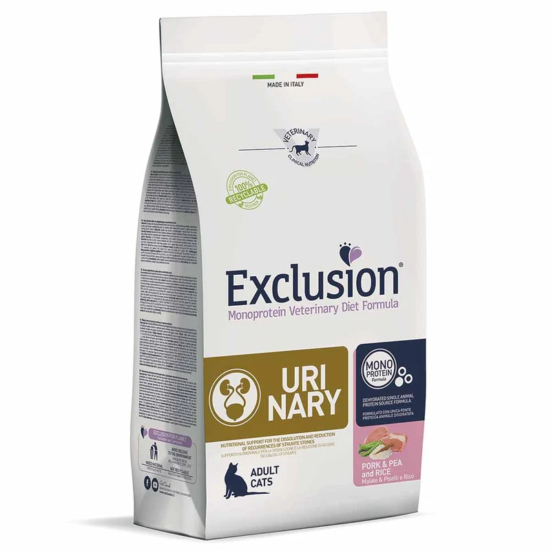 Alimento dietetico per gatti URINARY Maiale Piselli Riso 1,5KG