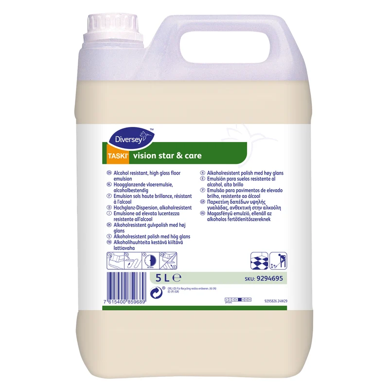 Emulsione ad elevata brillantezza resistente all’alcool Diversey TASKI vision star & care 2x5 litri DISPONIBILE IN 7 GIORNI LAVORATIVI