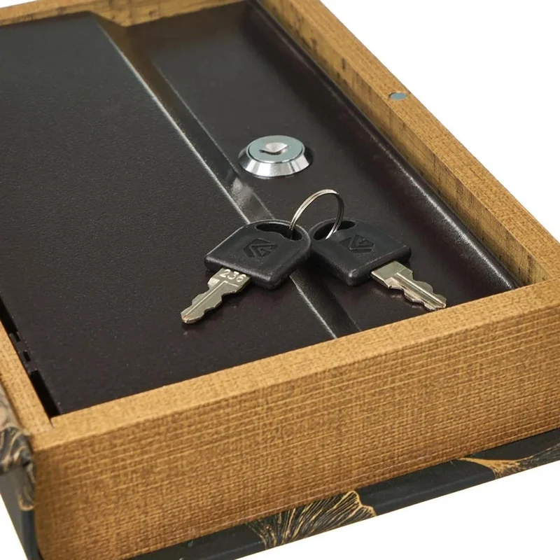 Cassaforte di Sicurezza Forma Libro Nero e Oro Porta Valori Segreto 16x5x24 cm