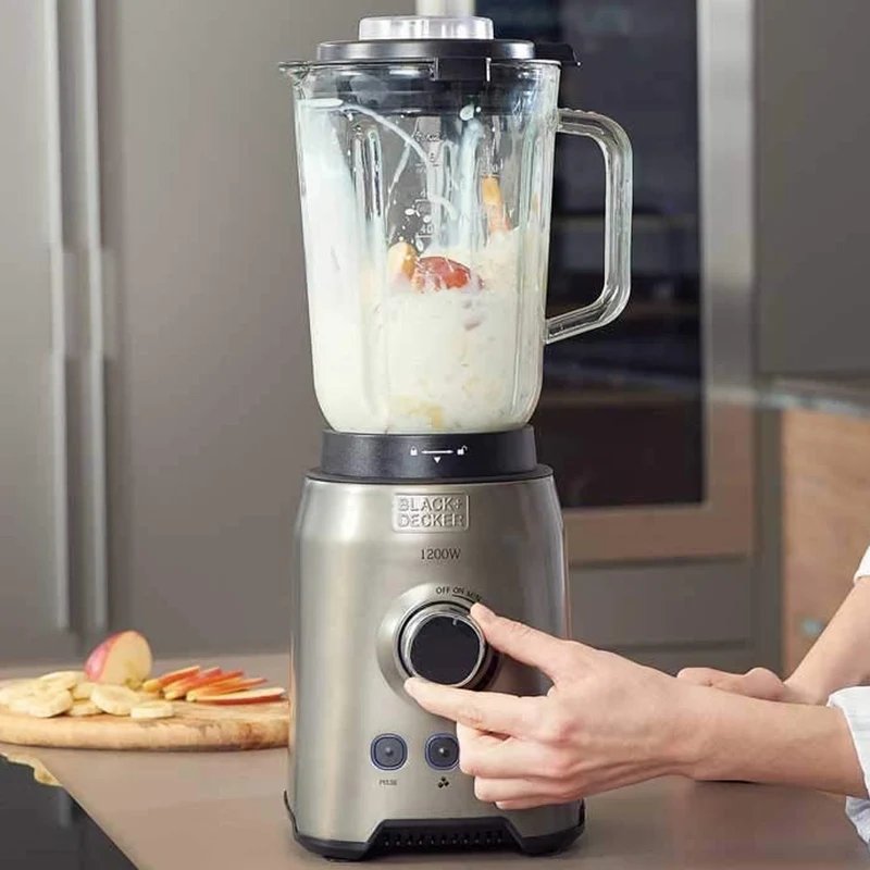 Frullatore Elettrico Brocca Caraffa di Vetro 1200W Acciaio Inox Elettrodomestici