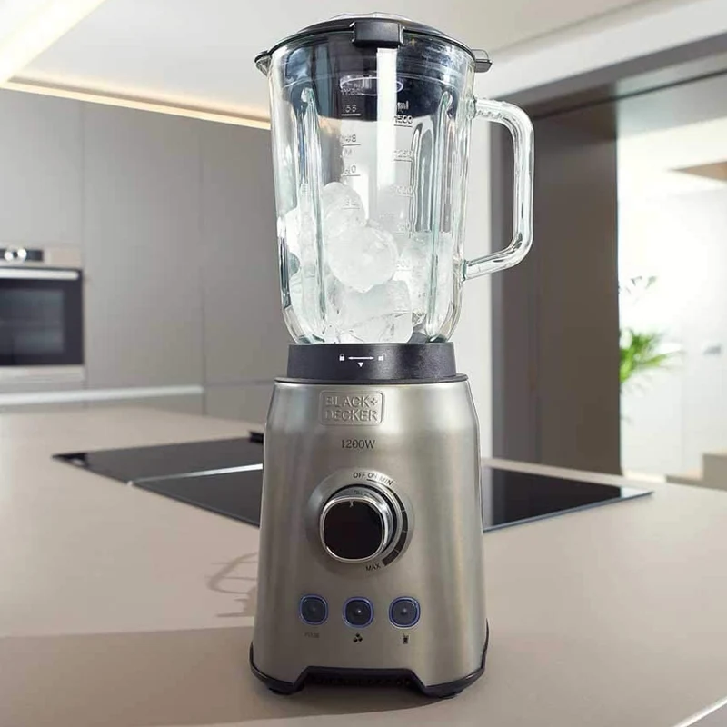Frullatore Elettrico Brocca Caraffa di Vetro 1200W Acciaio Inox Elettrodomestici