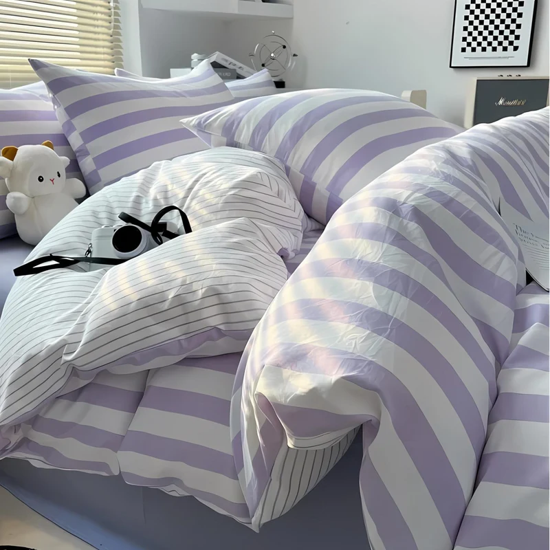 Elegant Cotton Elenorra Striped Bedding Set