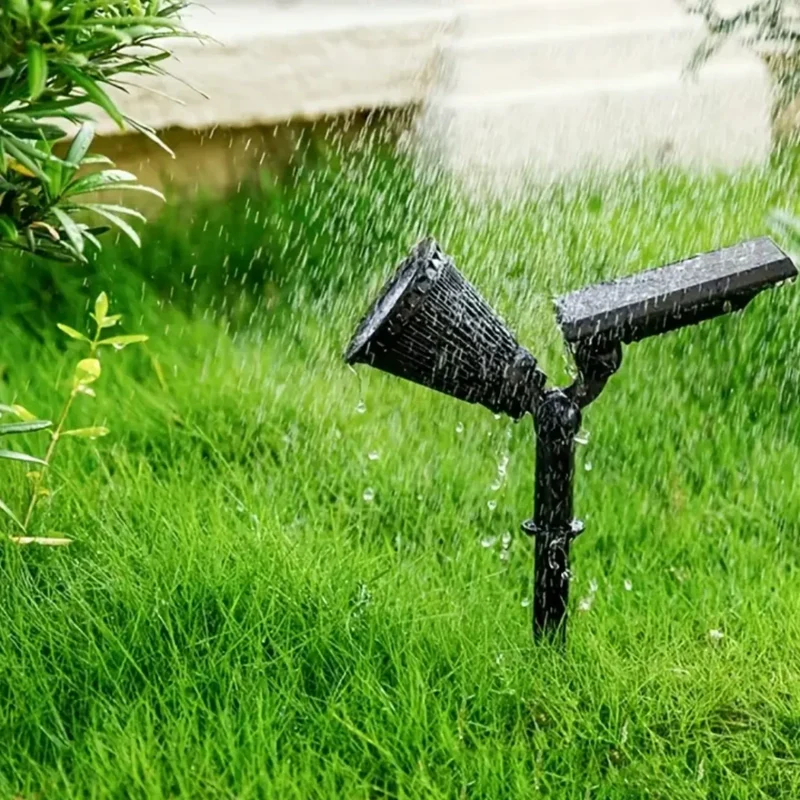 Adjustable solar-powered garden spotlight