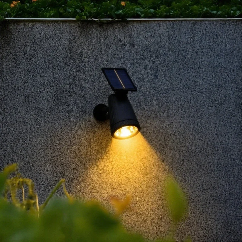 Adjustable solar-powered garden spotlight