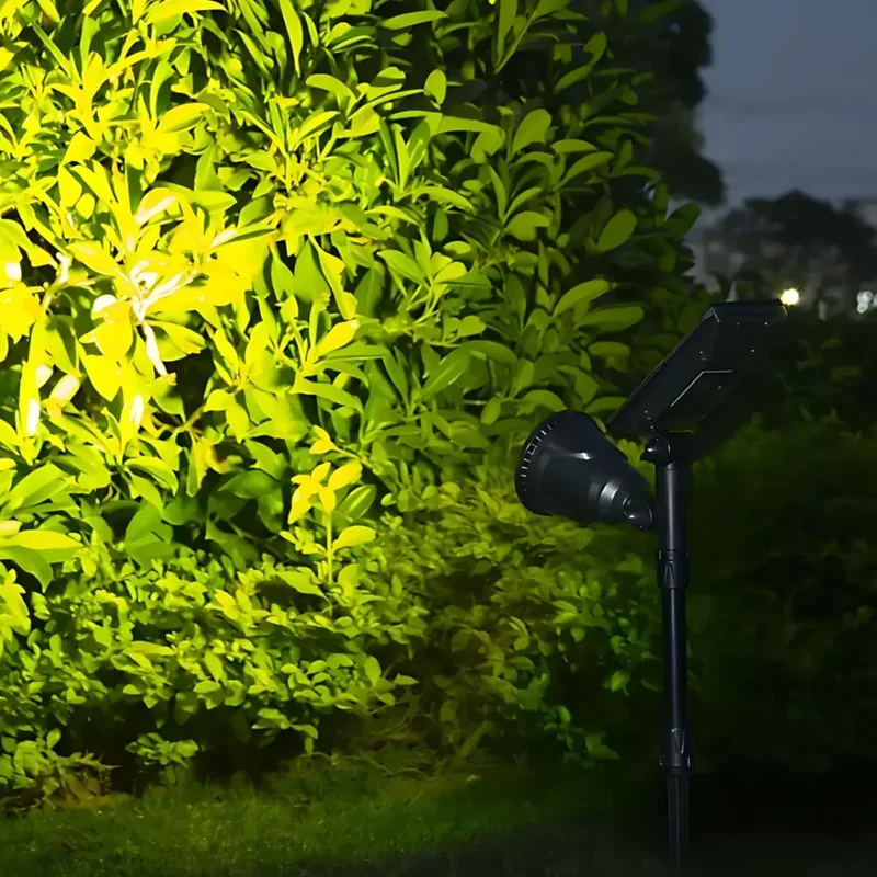 Adjustable solar-powered garden spotlight